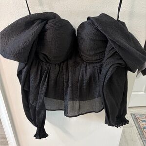 House of Harlow 1960 Black Textured Blouse